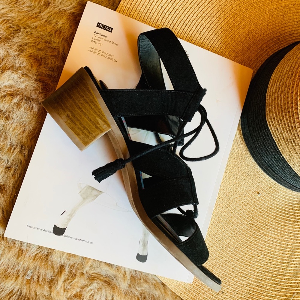 A.n.a block heel Sandals, Black 7.5